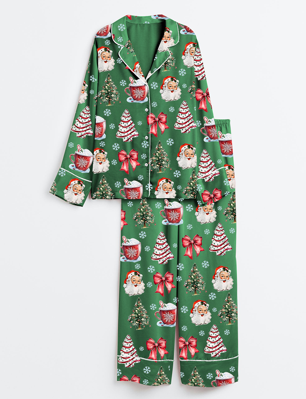 Women's Retro Coquette Christmas Satin Family Pajama Set - Image 7