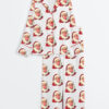 Womenâ€™s Retro Santa Christmas Blowing Bubble Long Sleeve Satin Pajama Set