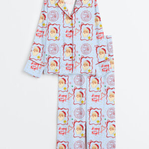 Women's Retro Santa Vintage Christmas Long Sleeve Satin Pajamas Set