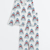 Women's Retro Shark Movie Long Sleeve Satin Pajamas Set