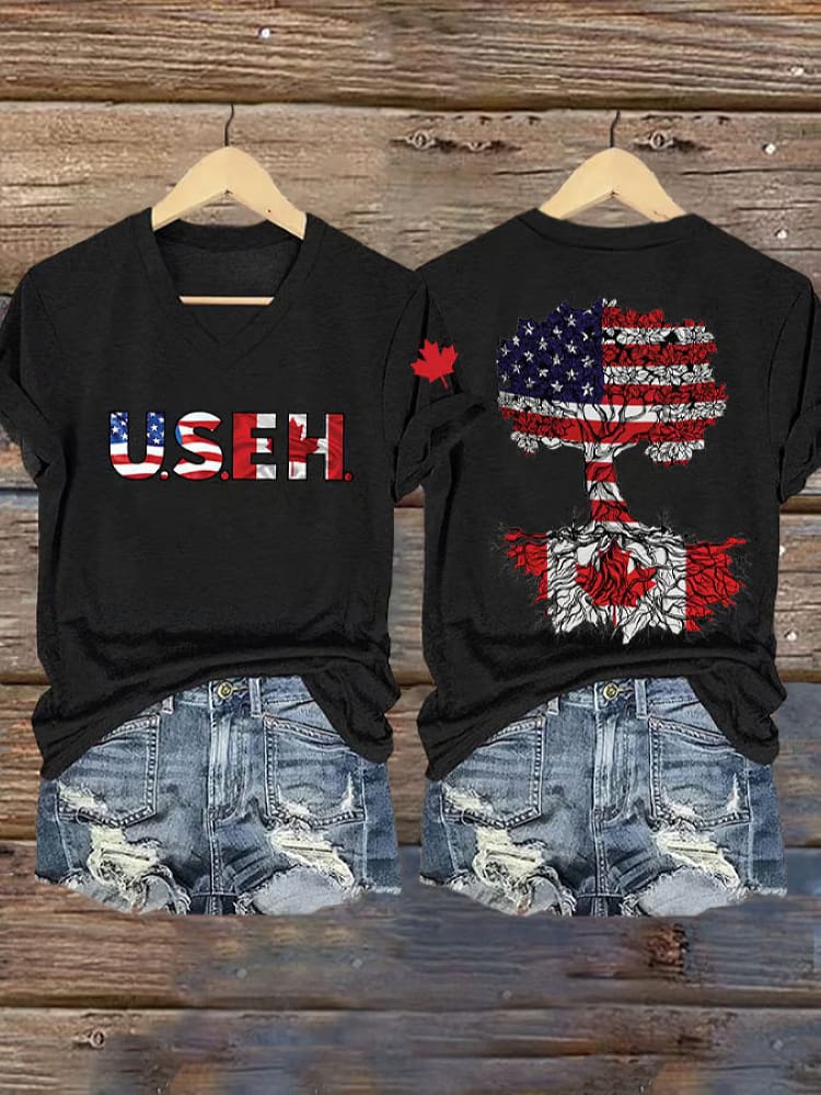 Women'S Retro USEH Print T-Shirt - Image 2