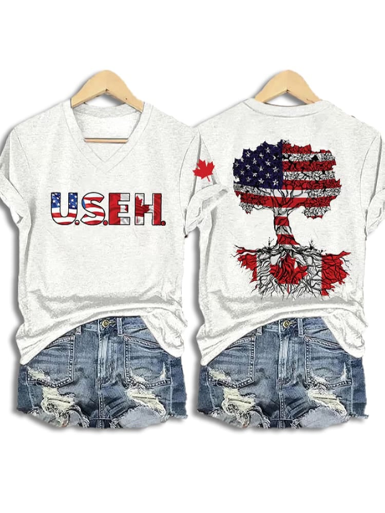 Women'S Retro USEH Print T-Shirt