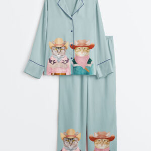 Women's Rodeo Cats Tabby And Orange Cat Western Long Sleeve Satin Pajama Set