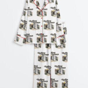 Womenâ€™s Rolling Stones Jesus Christ Faith Long Sleeve Satin Pajama Set