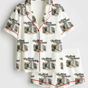 Womenâ€™s Rolling Stones Jesus Christ Faith Short Sleeve Satin Pajama Set