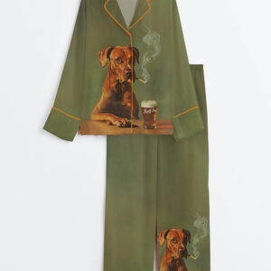 Women's Ruff Day Funny Dog Long Sleeve Satin Pajama Set