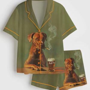 Women's Ruff Day Funny Dog Short Sleeve Satin Pajama Set