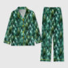 Women's Rustic Pine Trees Forest In Woodland Christmas Long Sleeve Pocket Cotton Pajamas Set