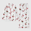 Women's Santa Claus Christmas Cocktail Holiday Long Sleeve Pocket Cotton Pajama Set