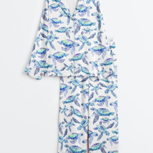 Womenâ€™s Sea Turtles Summer Sea Life Animal Print Long Sleeve Satin Pajama Set