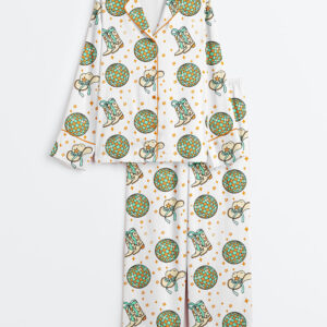 Womenâ€™s Showgirl Era TS The Life Of A Showgirl Print Long Sleeve Satin Pajama Set