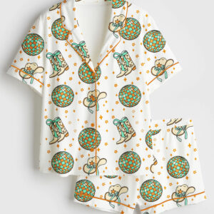 Women's Showgirl Era TS The Life Of A Showgirl Print Short Sleeve Satin Pajama Set