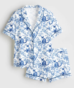 Women's Siamese Cat Cat Lover Short Sleeve Satin Pajama Set