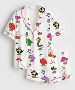 Women's Silly Goose Short Sleeve Satin Pajama Set