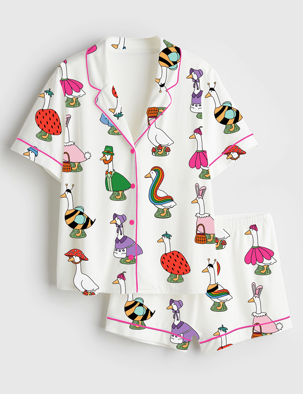 Womenâ€™s Silly Goose Short Sleeve Satin Pajama Set