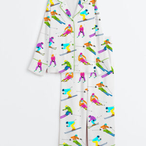Women's Skiing Life Satin Pajama Set