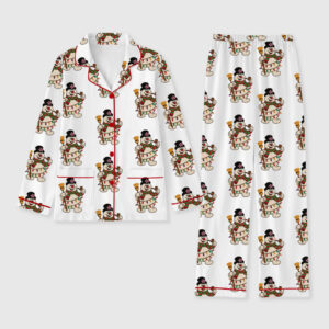 Women's Snowman Christmas Merry Christmas Movies Long Sleeve Pocket Cotton Pajama Set