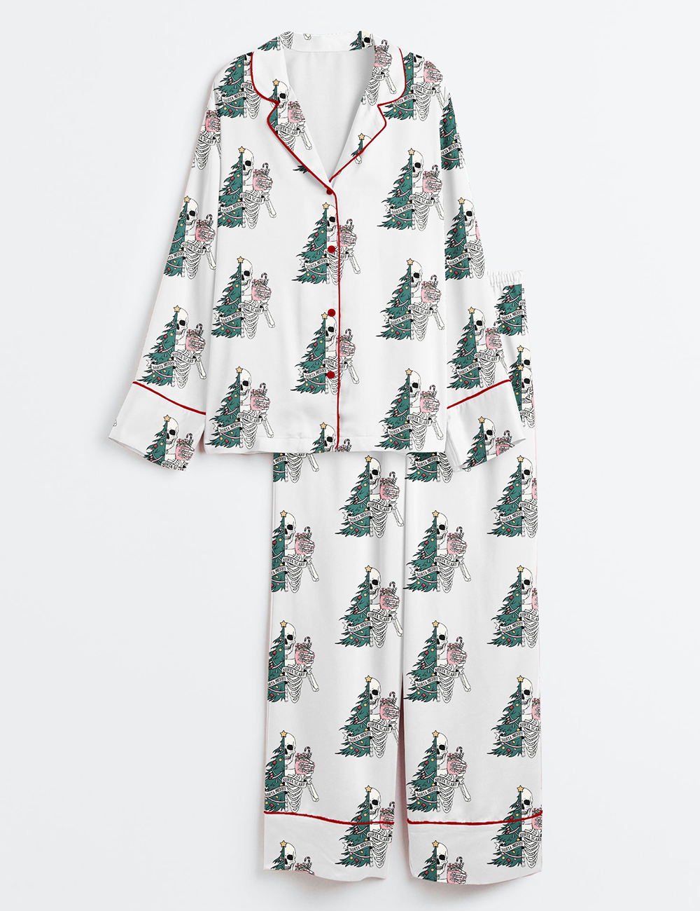 Women's Sorta Scary Sorta Merry Christmas Holiday Long Sleeve Satin Pajama Set