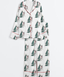 Women's Sorta Scary Sorta Merry Christmas Holiday Long Sleeve Satin Pajamas Set