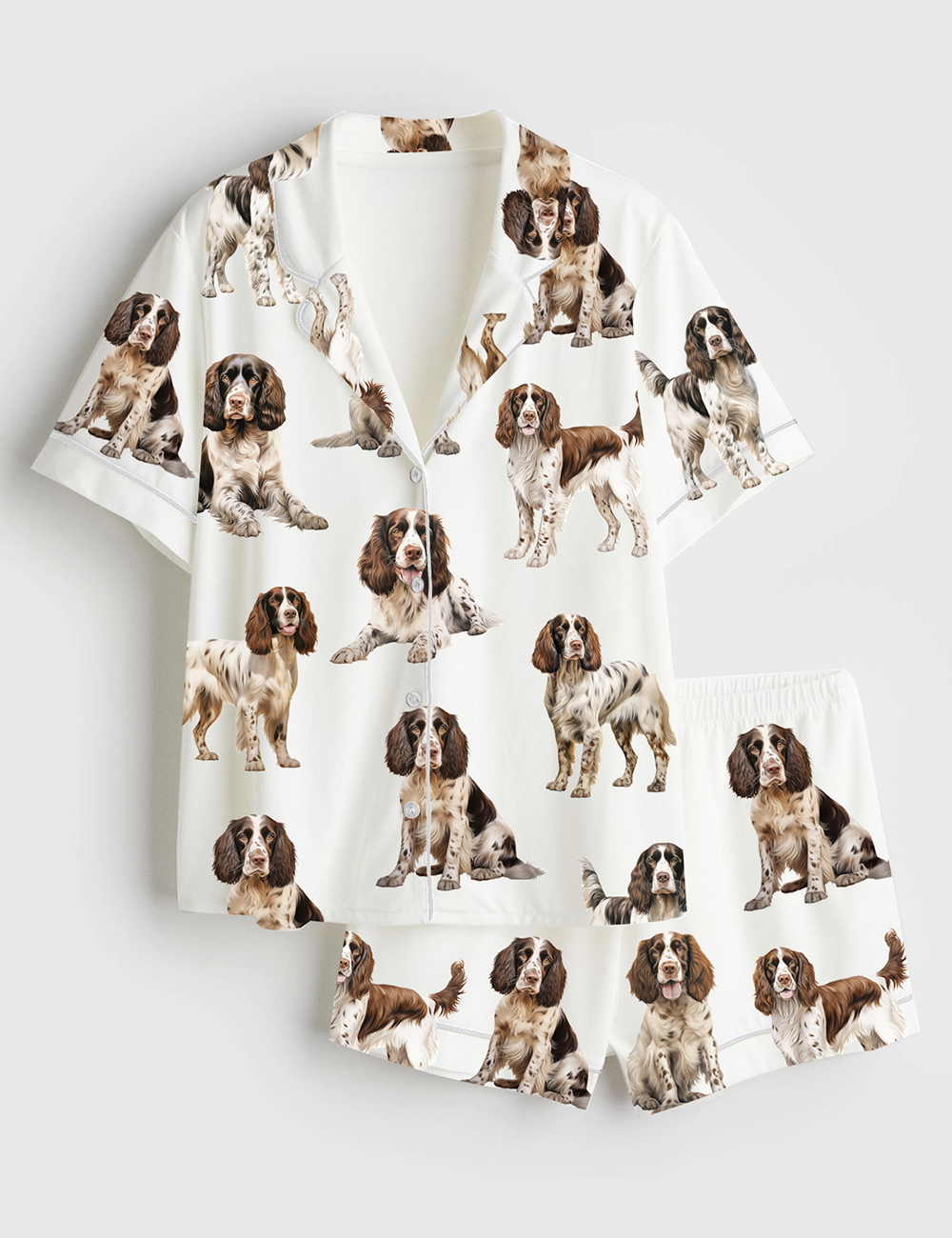 Womenâ€™s Springer Spaniel Dog Lover Short Sleeve Satin Pajama Set