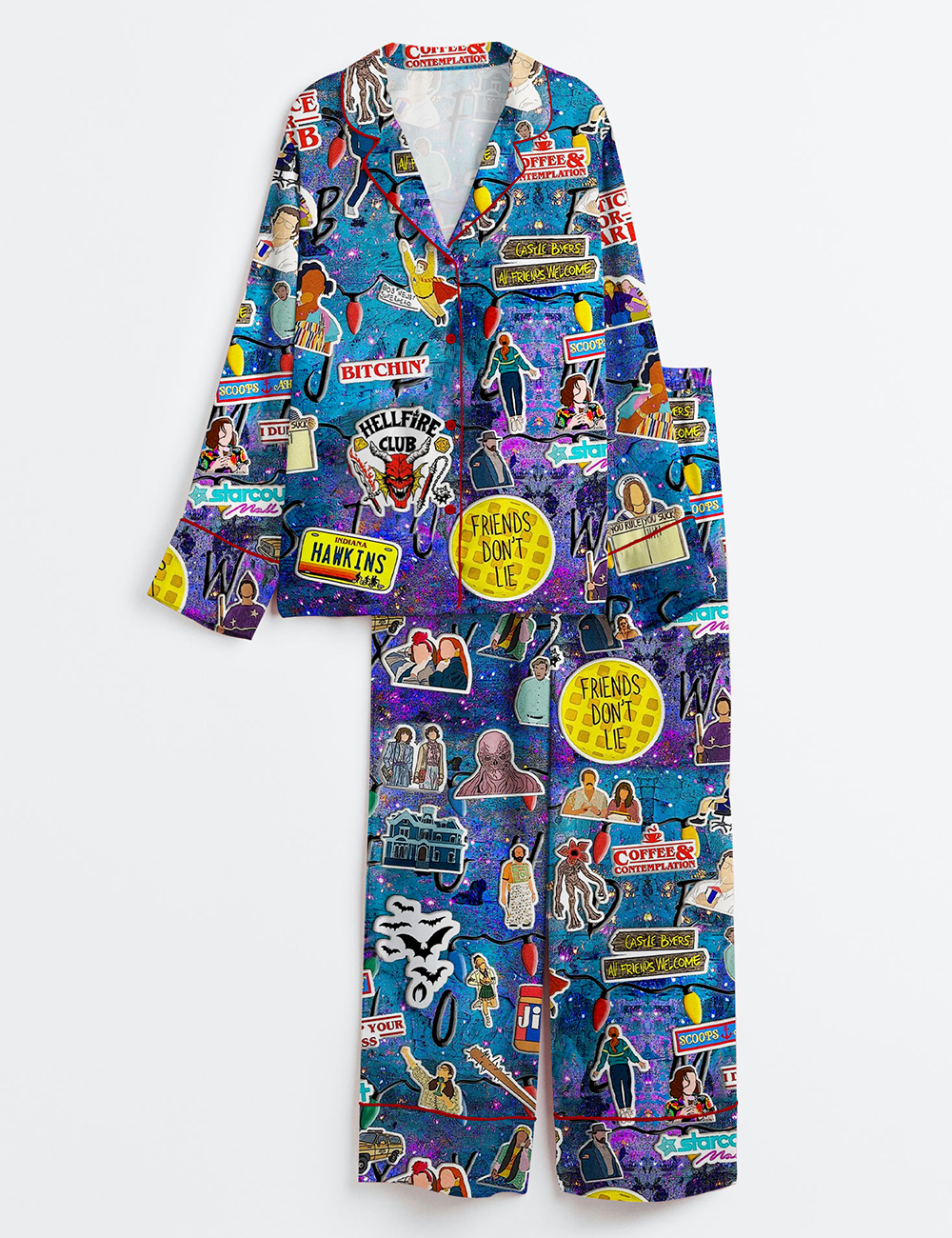 Womenâ€™s Strange Things Parody Long Sleeve Satin Pajama Set