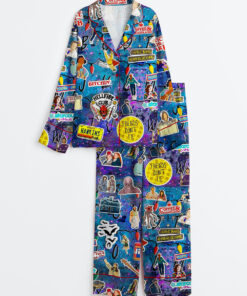 Women's Strange Things Parody Long Sleeve Satin Pajamas Set