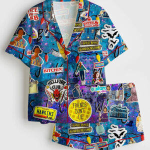 Women's Strange Things Parody Short Sleeve Satin Pajama Set