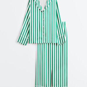 Alternative view of Women's Stripe Classic Long Sleeve Satin Pajamas Set