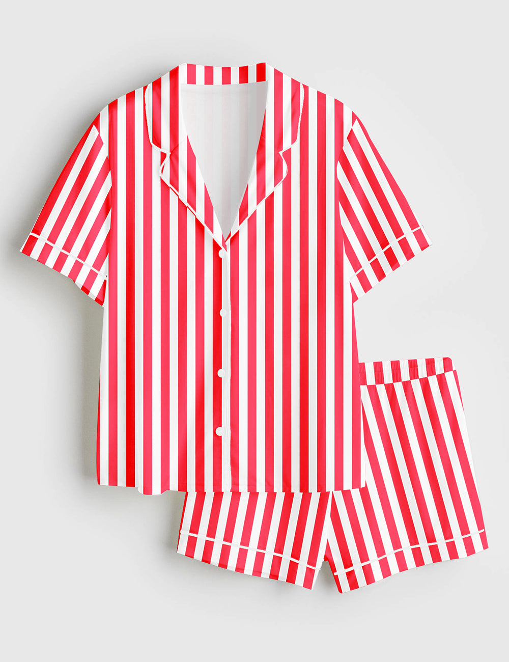 Women's Stripe Classic Short Sleeve Satin Pajama Set - Image 2