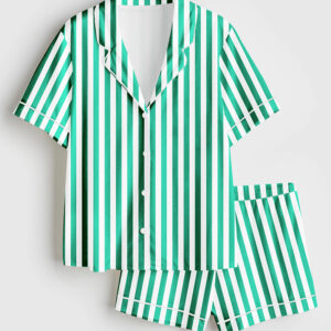 Alternative view of Women's Stripe Classic Short Sleeve Satin Pajamas Set