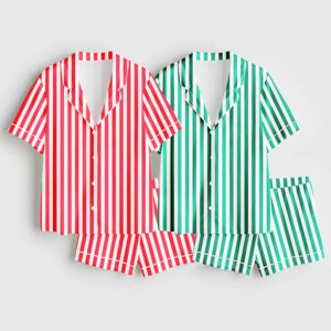 Women's Stripe Classic Short Sleeve Satin Pajamas Set
