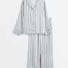 Women's Stripe Long Sleeve Satin Pajamas Set