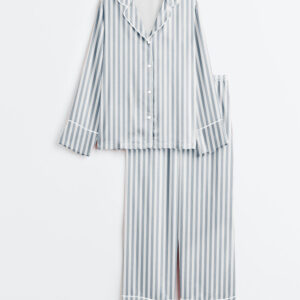 Women's Stripe Long Sleeve Satin Pajamas Set