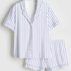Women's Stripe Print Short Sleeve Satin Pajama Set