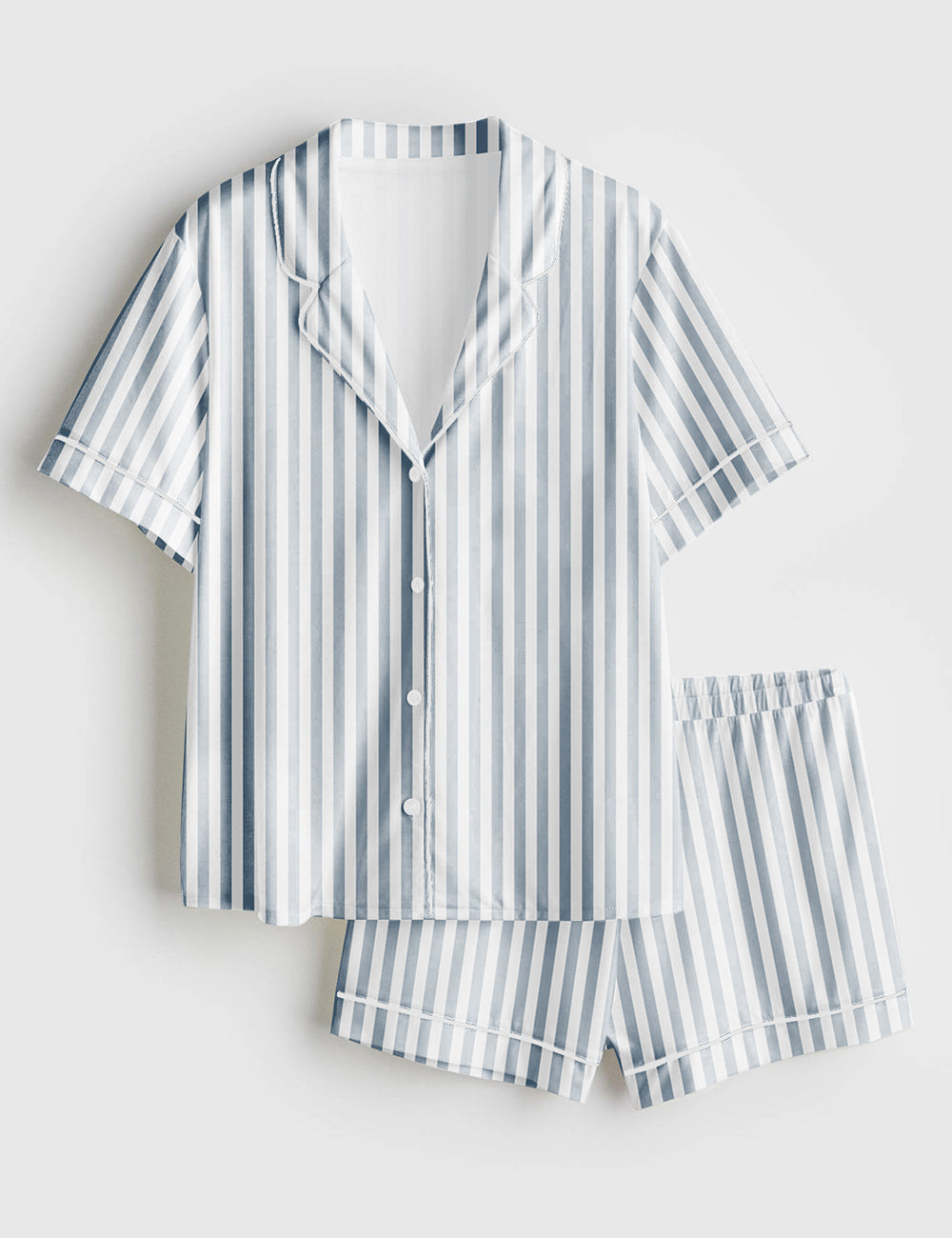 Women's Stripe Short Sleeve Satin Pajama Set