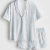 Women's Stripe Short Sleeve Satin Pajamas Set
