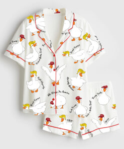 Women's Subtle Anti Trump Silly Goose Short Sleeve Satin Pajama Set