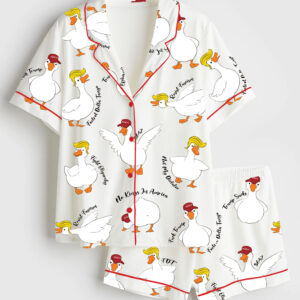 Womenâ€™s Subtle Anti Trump Silly Goose Short Sleeve Satin Pajama Set