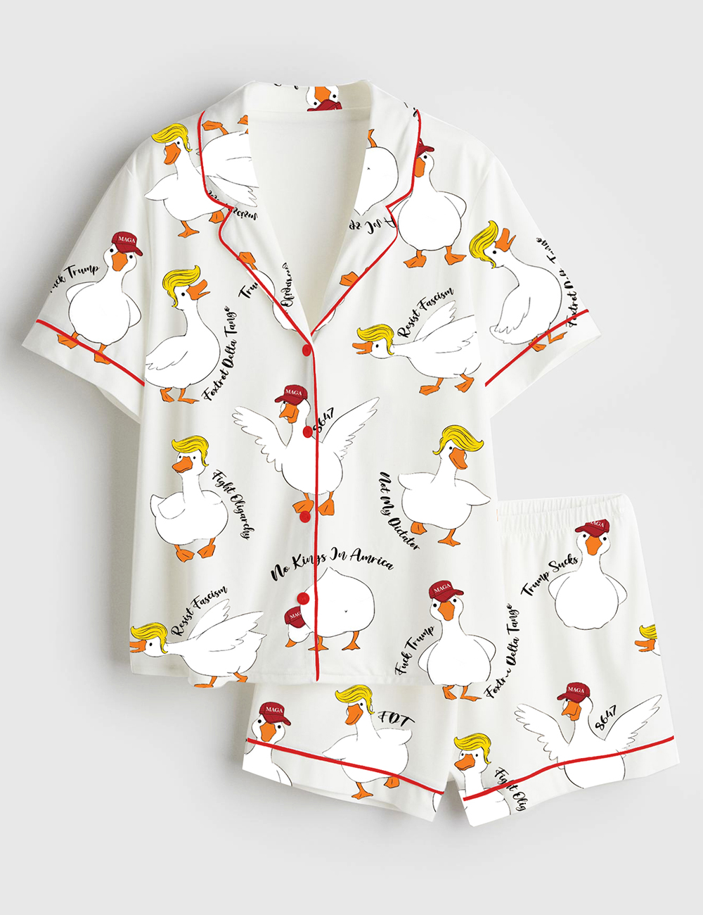 Womenâ€™s Subtle Anti Trump Silly Goose Short Sleeve Satin Pajama Set