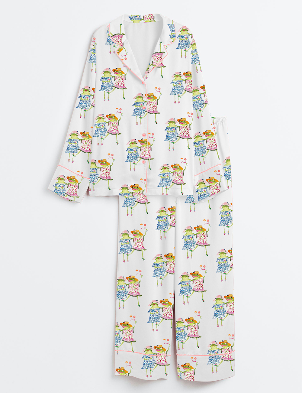 Womenâ€™s Summer Cocktails Long Sleeve Satin Pajama Set