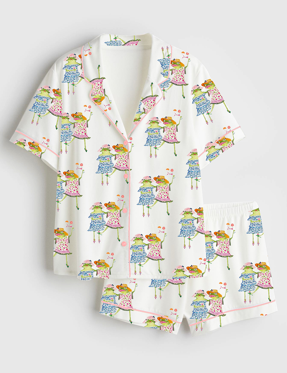 Women's Summer Cocktails Short Sleeve Satin Pajama Set