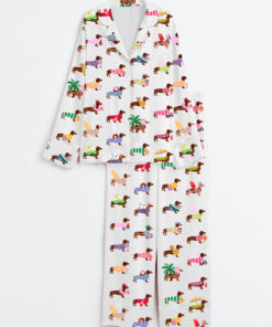 Women's Summer Dachshund Winner Dog Long Sleeve Satin Pajama Set