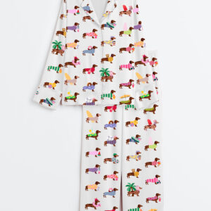 Womenâ€™s Summer Dachshund Winner Dog Long Sleeve Satin Pajama Set