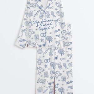 Women's Summer I Turned Engaged Coastal Beach Bride Long Sleeve Satin Pajamas Set