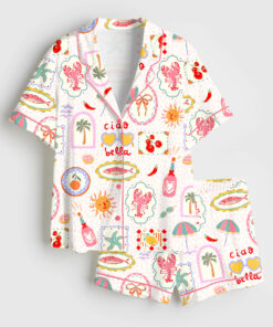 Women's Summer In Italy Ciao Bella Short Sleeve Satin Pajama Set