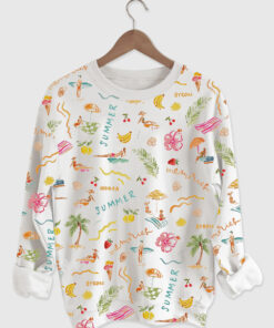 Women's Summer Memories Fruity Cocktails Tropical Trees Sandy Beaches Long Sleeve Shirt