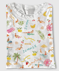 Women's Summer Memories Fruity Cocktails Tropical Trees Sandy Beaches Short Sleeve T-Shirt