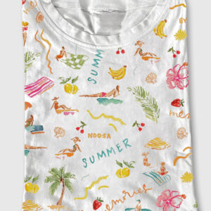 Womenâ€™s Summer Memories Fruity Cocktails Tropical Trees Sandy Beaches Short Sleeve T-Shirt