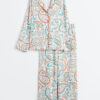 Women's Summer Paisley Design Long Sleeve Satin Pajama Set