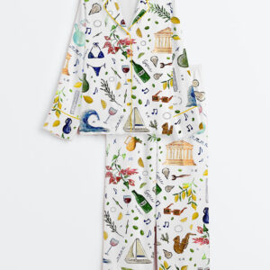 Womenâ€™s Summer Print Long Sleeve Satin Pajama Set